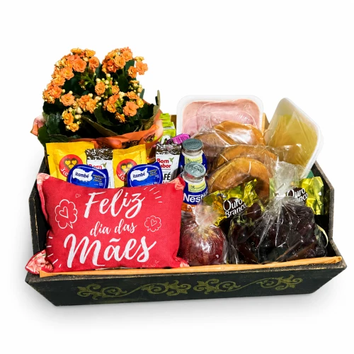Cesta Dia das Mães com Flores na Bandeja